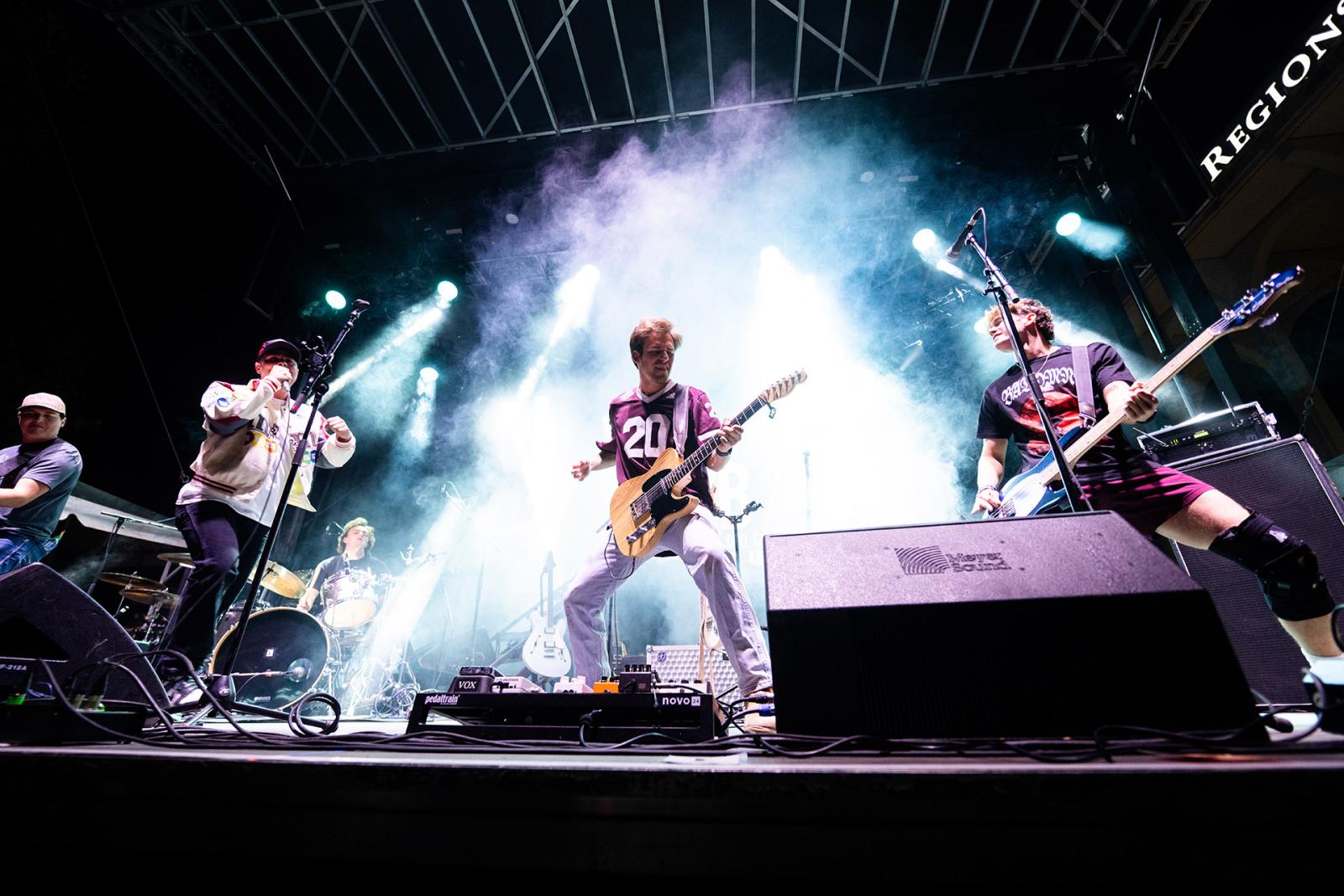 A band plays at Bulldog Bash