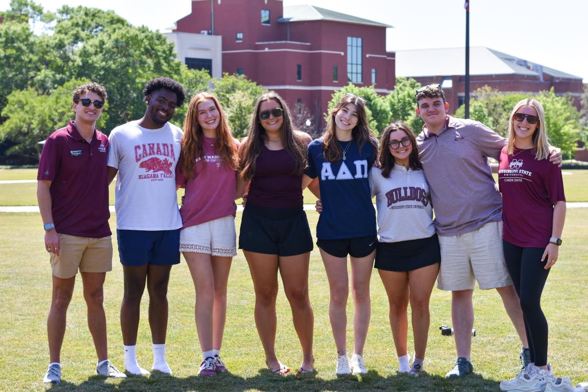 Students dressed in MSU clothes